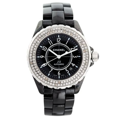 chanel black cer ladies black di dl|CHANEL J12 Ladies' Diamond Black Ceramic Bracelet Watch.